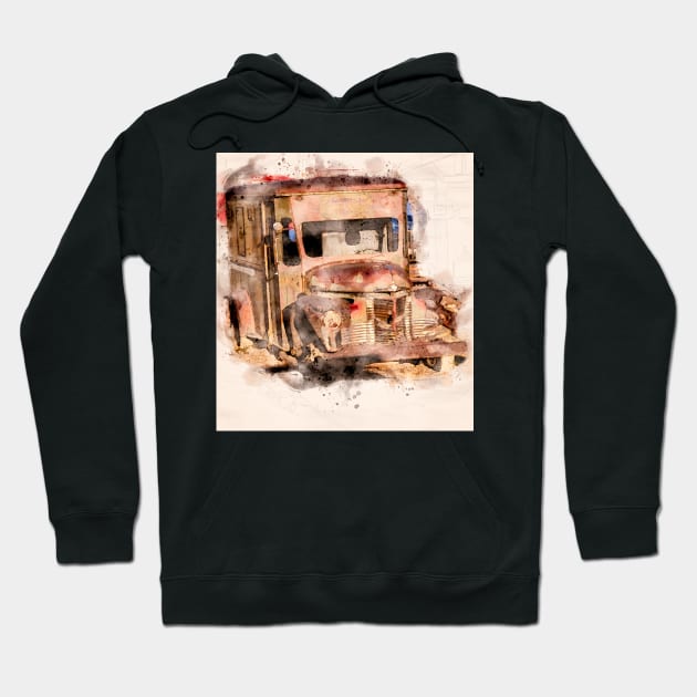 Rusting International KB5 Panel Truck in Watercolor Hoodie by jecphotography